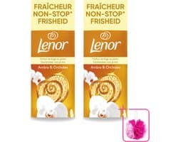 2 x Lenor – Geurbooster – Amber & Orchidee – 12 Wasbeurten – 155 g - Bulkverpakking - Geurparels - Douchemop - Wasgeur