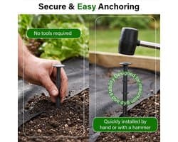 100 Ground Anchors van 15 cm - Sterke Grondpinnen voor Onkruidbestrijding, Tenten en Camping - UV-bestendig en Ribbelontwerp voor Betrouwbare Bevestiging
