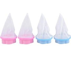 Waszakken voor de wasmachine 4 stuks - Herbruikbaar - Filter voor pluizen en dierenharen - Blauw en roze