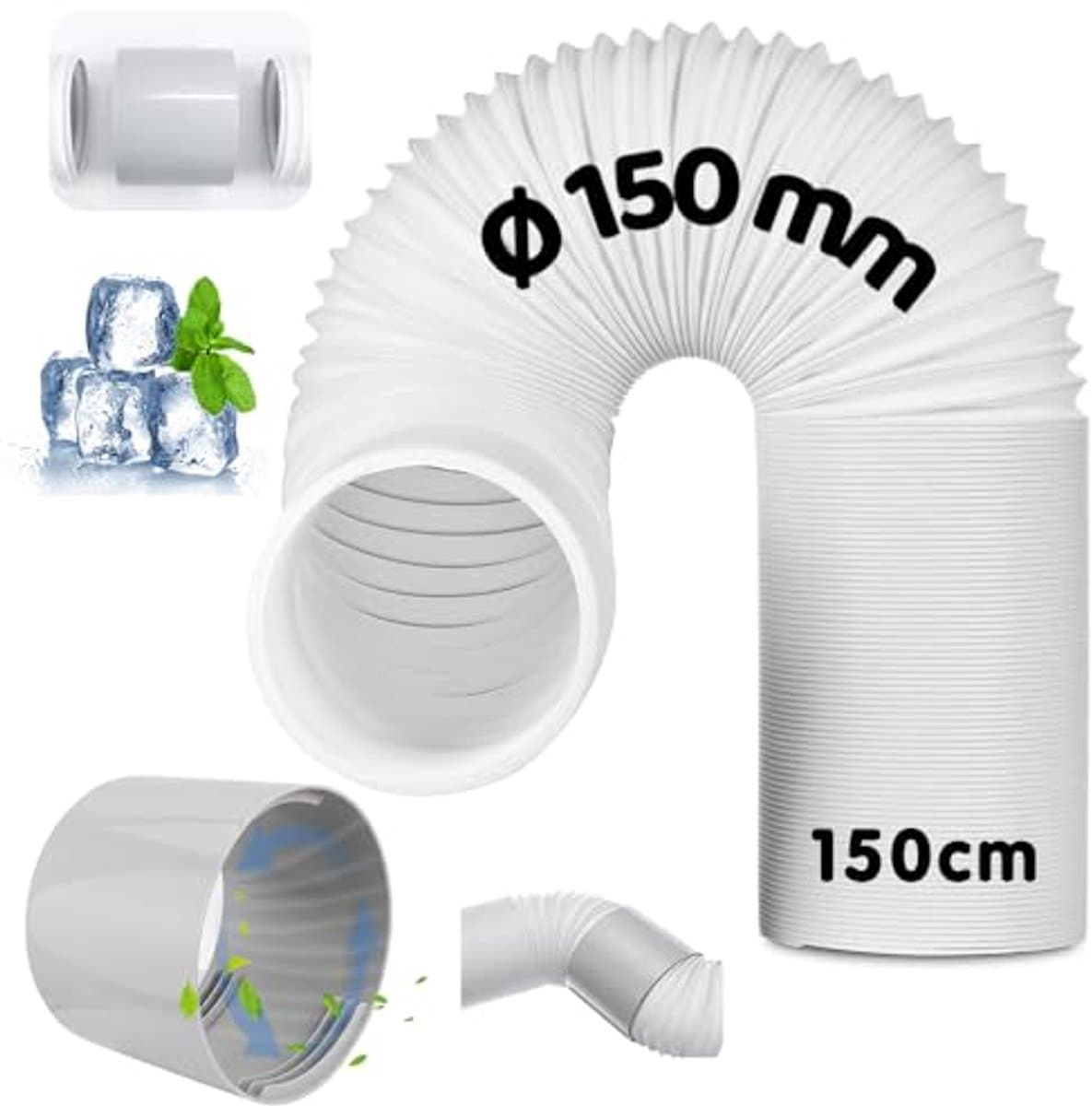 Afvoerslang Ø 150 mm voor airconditioning en afzuigkap - 150 cm verlengingsslang — afbeelding 1