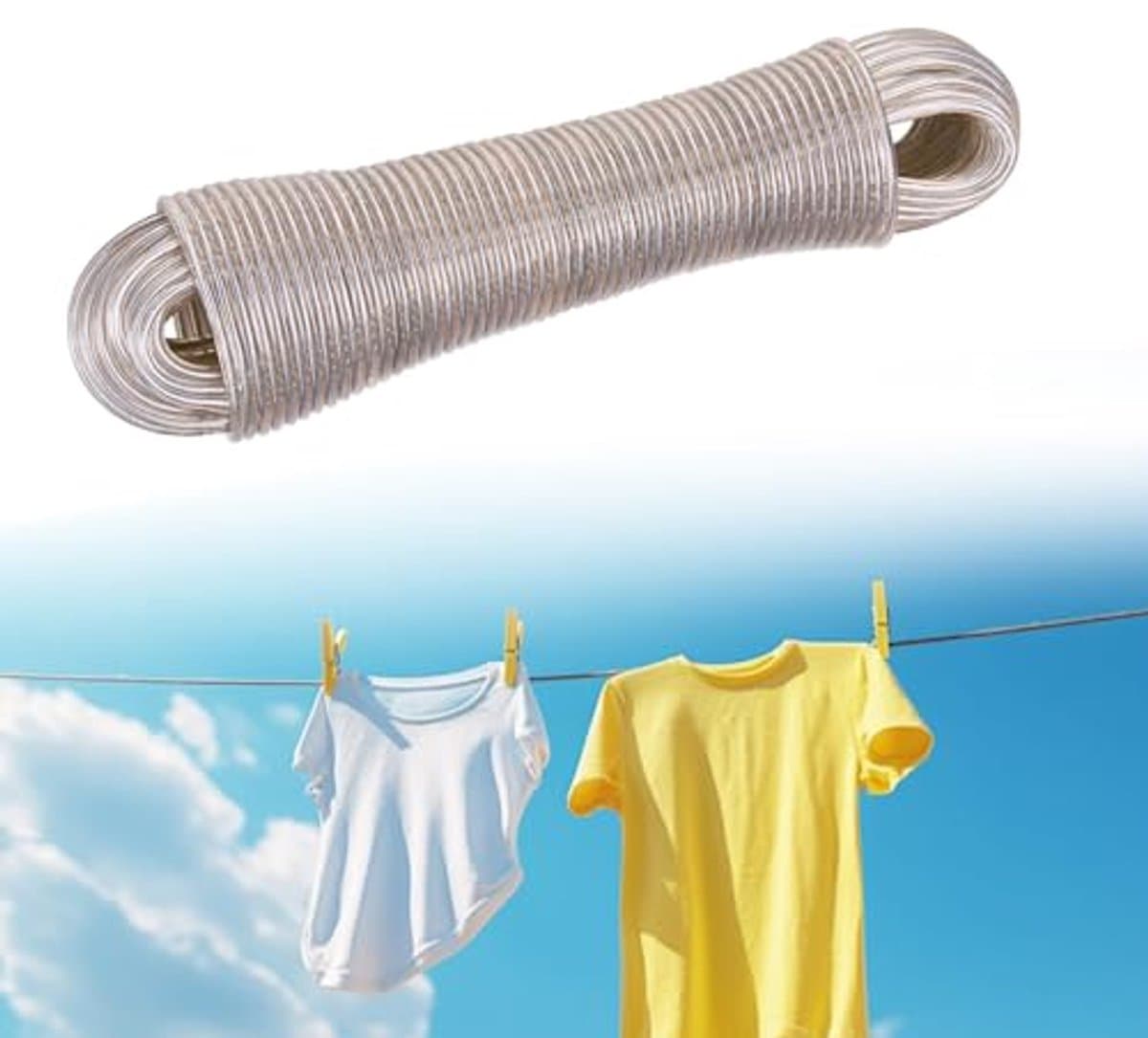 30 meter waslijn voor binnen en buiten drogen van kleding — afbeelding 1