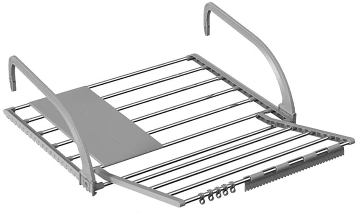 Hangdroogrek voor radiator en balkon - Aan twee zijden uitschuifbaar - Grijs 59 x 38 cm — afbeelding 1