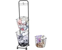 Grote Wasmand op Wielen met 3 Verwijderbare Sorteerbakken - Slimme Waswagen voor Slaapkamer en Badkamer