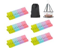 Allecta - Set van 48 kleurrijke kunststof wasknijpers met mand - Sterke grip en antislip - Huishoudelijke accessoires