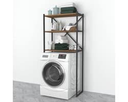 Ombouwkast voor wasmachine 160x66x34 cm met zwarte en walnootkleurige afwerking