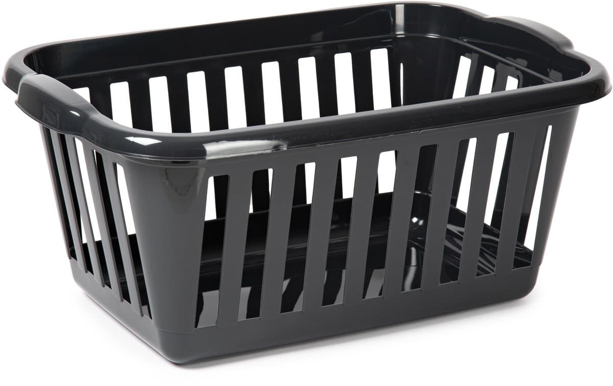 Plasticforte Wasmand - zwart - kunststof - 40 liter - 60 x 40 x 26 cm - manden voor wasgoed - huishouden - opbergmand — afbeelding 1