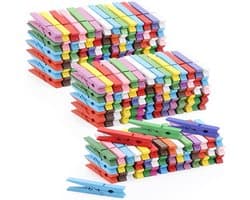 200 Stuks Gekleurde Houten Wasknijpers - Ambachtelijke Clips voor Foto's en Knutselprojecten