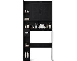 SNJY® Wasmachine Kast - Wasmachine Verhoger - Wasmachine Ombouw - 20D x 81,6B x 172,2H cm - Zwart — afbeelding 1