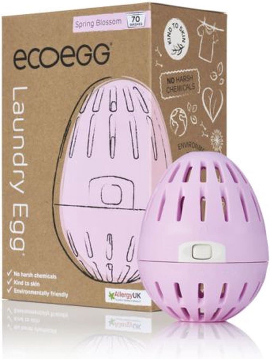 EcoEgg Was ei – Lentebloemen - Wasparels – Navulbaar – Geschikt voor de gevoelige huid – Dermatologisch getest - 70 wasbeurten - Roze — afbeelding 1
