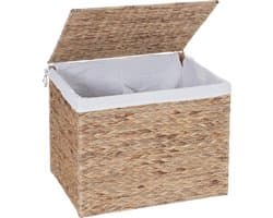 Wasmand MCW-C27, wasverzamelaar wassorteerkist, 2 vakken waterhyacint 50x60x43cm 129l