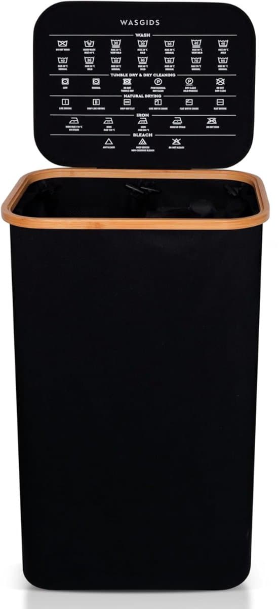 DnA® Wasmand 2 Vakken - Wasmand - Wassorteerder - Zwart - 44cm x 33cm x 69cm — afbeelding 1