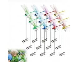 NatureMan Dragonfly Clips, 12 Pieces, 3D Simulation Dragonfly Pole for Outdoor Indoor Fake Plastic Dragonfly for - ShopVlot