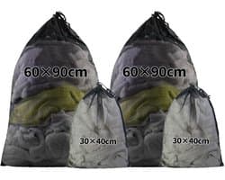 Wasnet 4 stuks groot - 30 x 40/60 x 90 cm - waszak voor wasmachine - beschermt kleding tijdens het wassen - ShopVlot