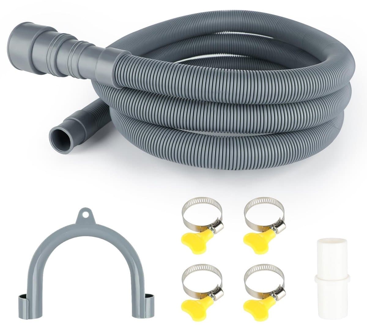Solidchoice - 2 Meter Wasmachine-Afvoerslang met Slangklemmen en U-Booghouder — afbeelding 1
