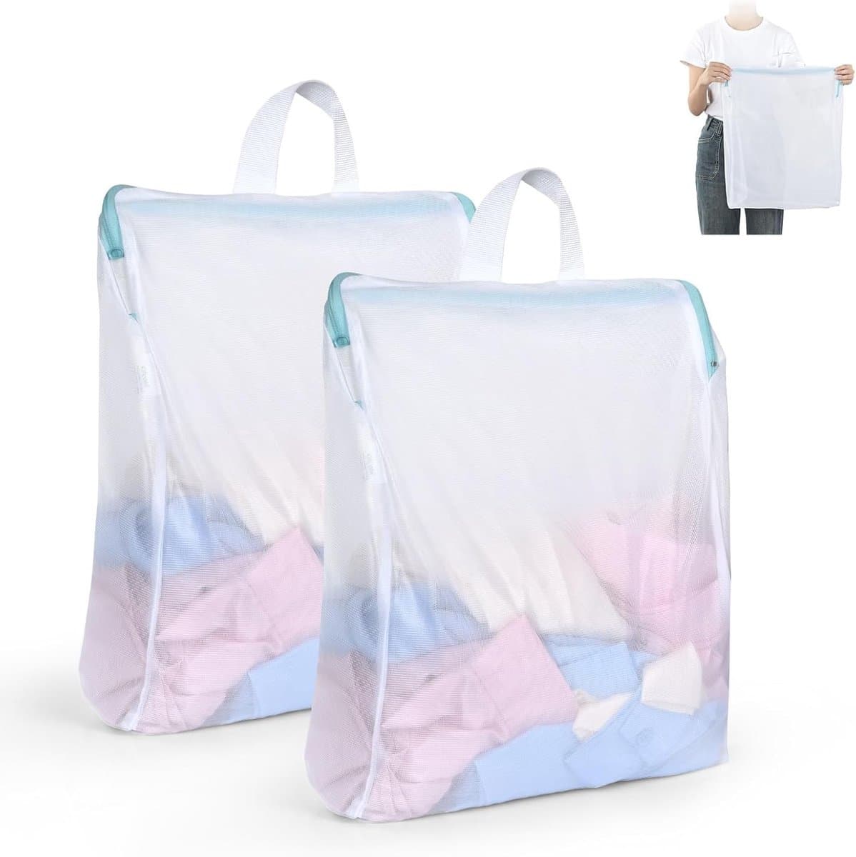 Groot wasnet voor wasmachine, 60 x 80 cm, waszak met ritssluiting voor delicate kleding, schoenen en sokken — afbeelding 1