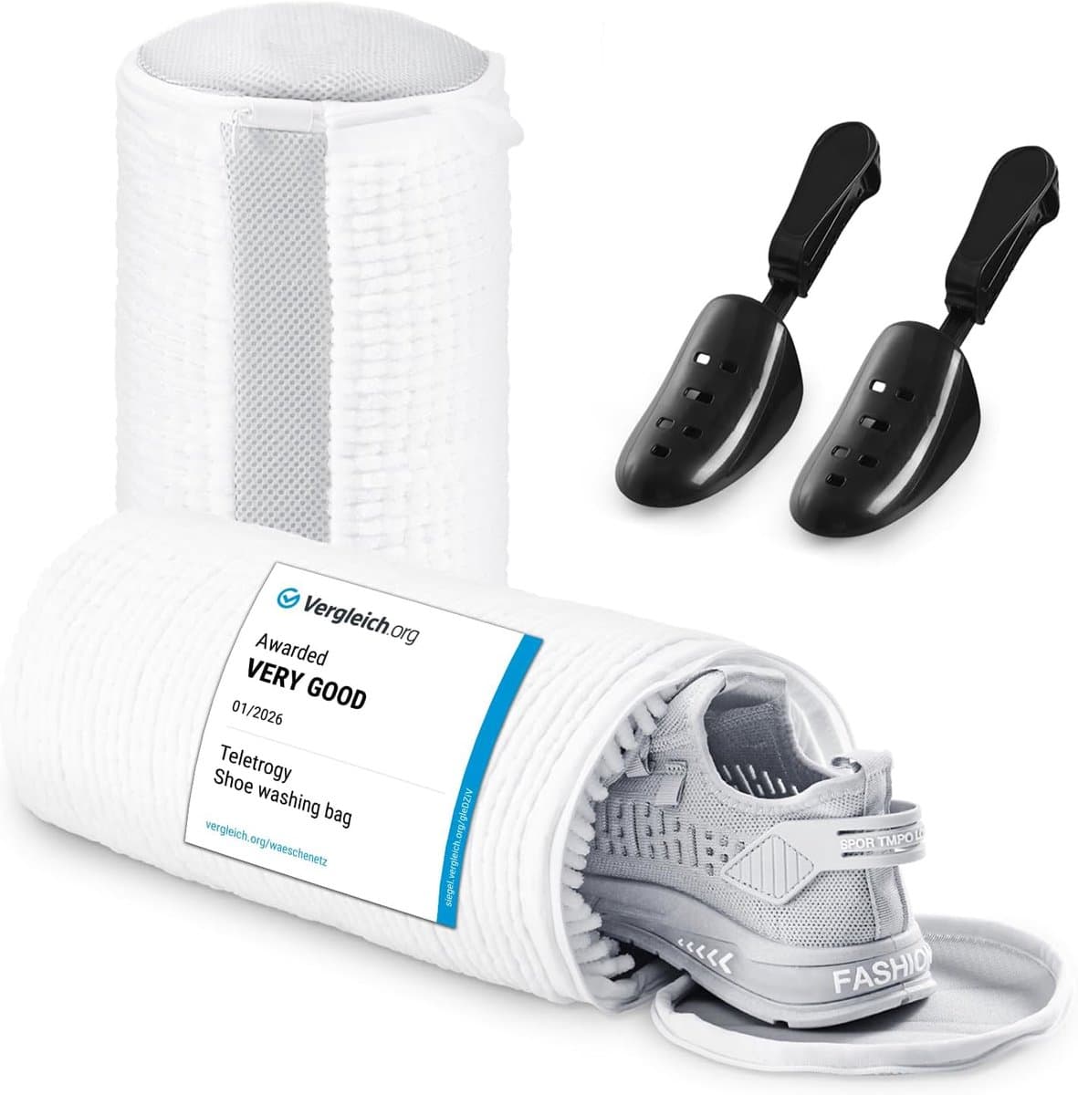 SnelShoppen - 2 Stuks Schoen Waszak met Verstelbare Schoenrekken, Waszak voor Sneakers met Verborgen Rits, Herbruikbare Waszak voor in de Wasmachine, — afbeelding 1