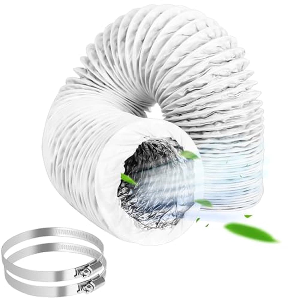 Afvoerslang Flexibel - PVC Buis Ventilatie - Afzuiging Ventileren - Met Staaldraad Versterkt - 100 mm x 3 m - Wit — afbeelding 1