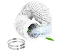 Afvoerslang Flexibel - PVC Buis Ventilatie - Afzuiging Ventileren - Met Staaldraad Versterkt - 100 mm x 3 m - Wit