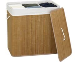 HOMCOM Laundry Hamper-Bambus-60L x 40B x 60H cm-Braun