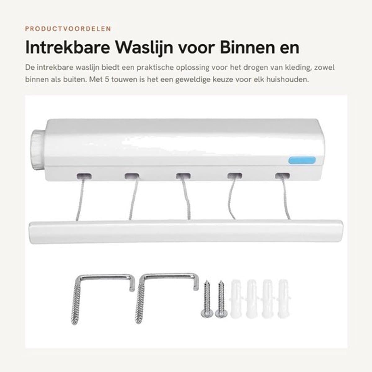 Wanddroogrek met intrekbare waslijn - Dailygoods — afbeelding 1