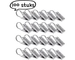 100 stuks - Metalen gordijnclips - Gordijnhaken - Gordijnaccessoires - Metalen douchegordijnhaken - Zilver