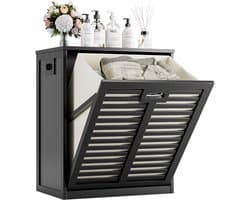 Solidchoice- Wasmandkast 63 Liter - Verwijderbare Waszak - Metalen Handgreep - Kantelbaar - Multifunctioneel Opbergproduct - Geschikt voor Keuken/Badkamer - Opbergkast