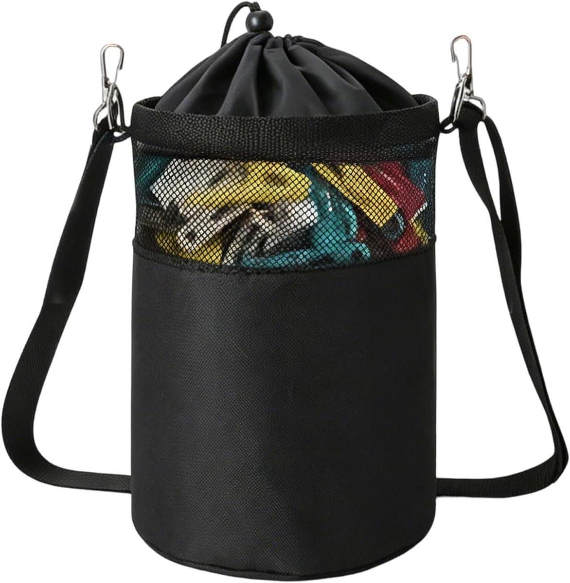 Wasknijperzak - Knijperhouder Tas - Wasknijpers Opbergen - Met Schouderriem en Haak - 22 x 15 cm - Zwart — afbeelding 1