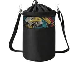Wasknijperzak - Knijperhouder Tas - Wasknijpers Opbergen - Met Schouderriem en Haak - 22 x 15 cm - Zwart