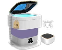 Dailygoods- Mini-wasmachine 15 liter - Draagbare wasmachine - Opvouwbare wasmachine - Centrifuge - Drie reinigingsmodi - Inclusief afvoermand