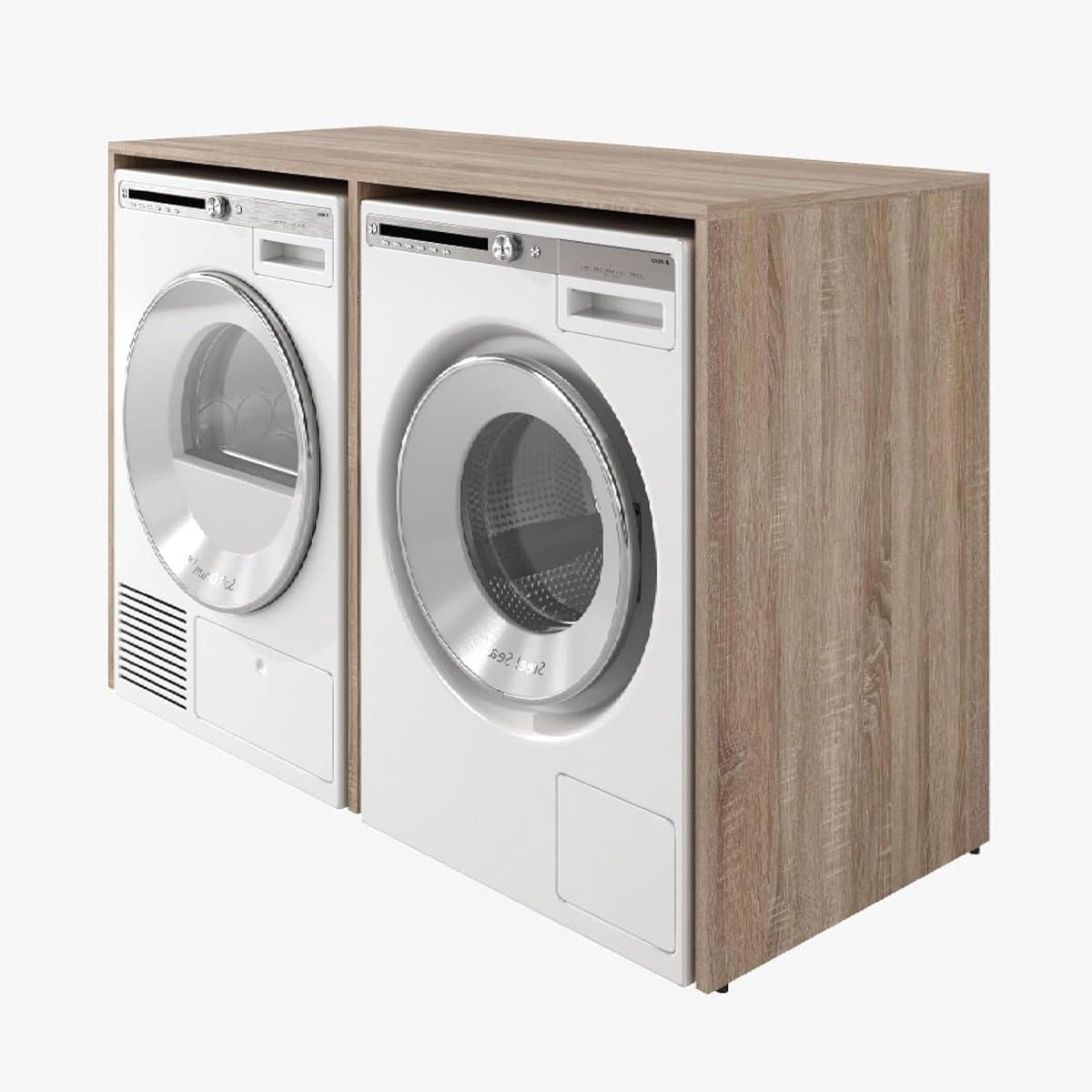 Wasmachinekast - Badkamermeubel - Ruimte Organiseren - Modulaire Constructie - 130 cm Breed - Sonoma Eiken — afbeelding 1