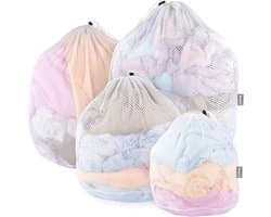 Update 4 Maten Agent Mesh Waszak voor Baby's Geen Fluorescerende Trekkoord Waszakken voor Wasmachine, Wasnet Zakken voor Reizen, Delicates, Ondergoed, Sokken, BH, Speelgoed Opslag