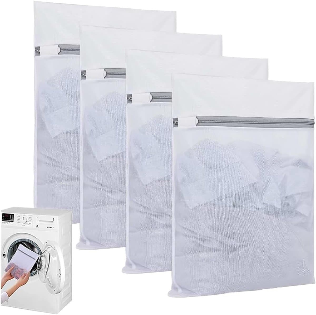 Wasnetten set van 4 stuks, grote waszak met rits voor het beschermen van kleding en voorkomen van vervorming — afbeelding 1