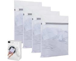 Wasnetten set van 4 stuks, grote waszak met rits voor het beschermen van kleding en voorkomen van vervorming