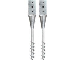 vidaXL - Grondpinnen - 2 - st - 7x7x56 - cm - gegalvaniseerd - staal - zilverkleurig