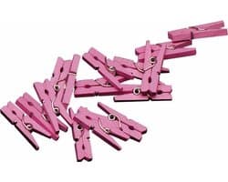 Mini knijpers - roze - 20x stuks - Geboorte meisjes knijpertjes - kaartjes ophangen