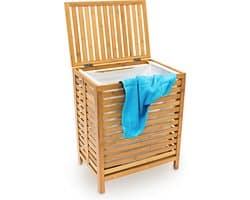 wasmand bamboe - met deksel - 100 liter - 60x50,5x35,5 cm - luchtdoorlatend