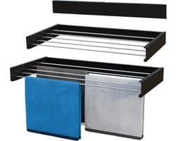 Droogrek toren wasrek - grote capaciteit 178 x 170 x 50 cm - wasdroger uittrekbaar - lengte 66-130 cm - 6 wielen - roestvrij staal folding wall laundry rack