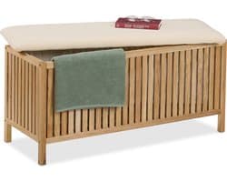 Badkamer bankje - met wasmand - 100 l - hout