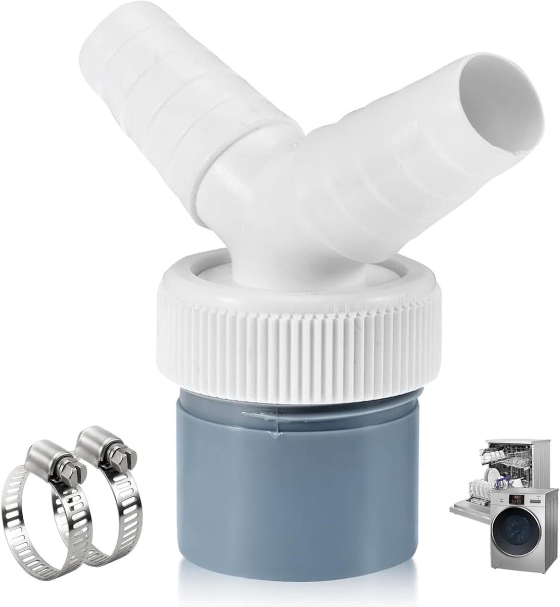 longziming - Y-stuk Afvoer Adapter - Wasmachine Vaatwasser Y-connector - PVC Afvoer Splitter DN40 - Terugstroombeveiliging - Bespaart Bouwkundige Aanpassingen - 2 Stuks — afbeelding 1