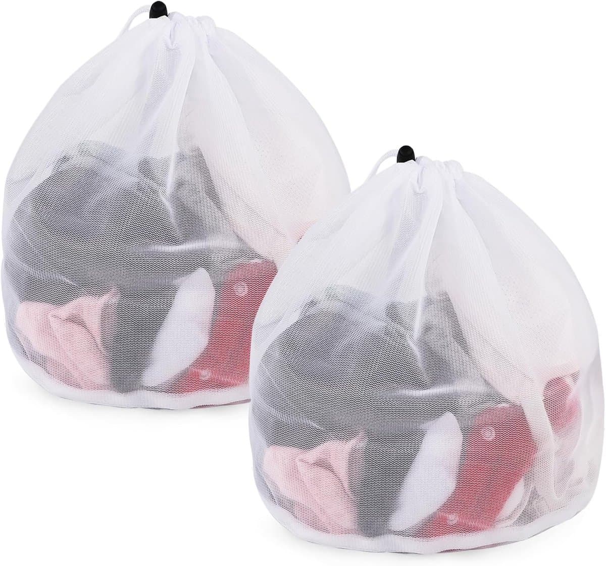 2 Stuks Wasnetten voor Wasmachine, 40 x 50 cm Wasnet met Trekkoord Herbruikbaar Mesh Waszakken Waszak Wasmachine voor Babykleding Beha Ondergoed Sokken Blouse — afbeelding 1