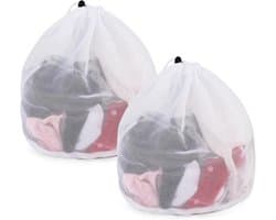 2 Stuks Wasnetten voor Wasmachine, 40 x 50 cm Wasnet met Trekkoord Herbruikbaar Mesh Waszakken Waszak Wasmachine voor Babykleding Beha Ondergoed Sokken Blouse