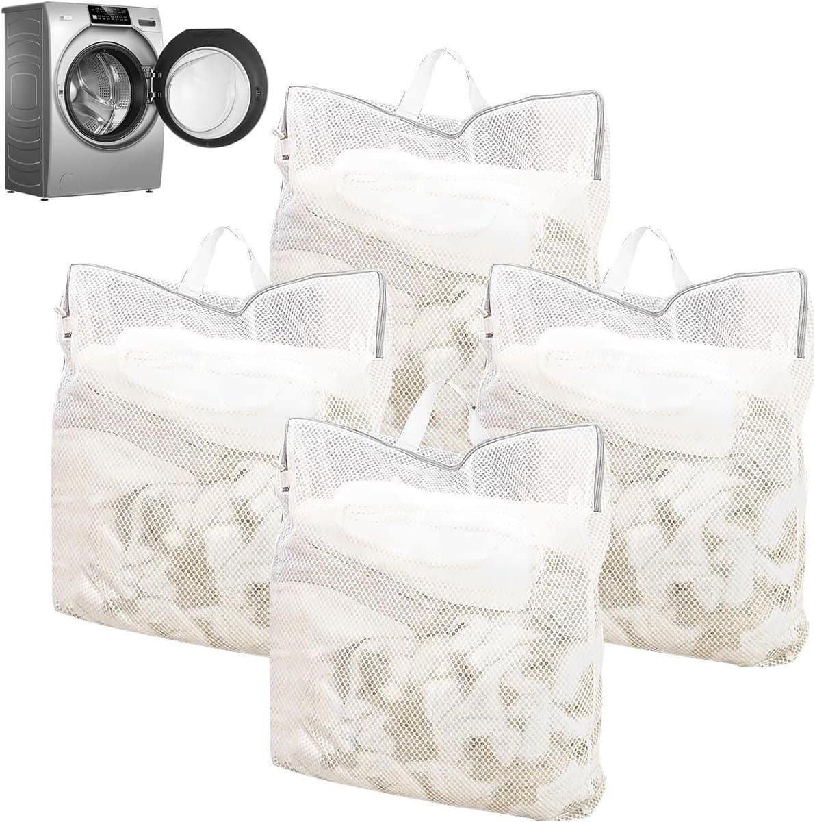 Wasmachine Wasnet Set van 4 Stuks, 50 x 60 cm, Herbruikbare Waszak voor Kleding, Grote Waszak met Handvat voor Delicate Kledingstukken en Reisgebruik — afbeelding 1
