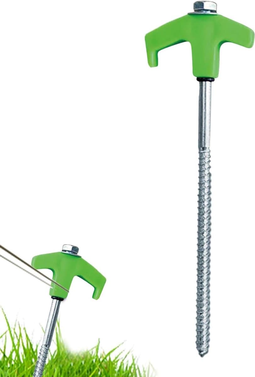 Grondanker Schroefharingen - Tentharingen Robuust - Tent Opbouwen - Licht in Donker - 20 cm - Groen — afbeelding 1