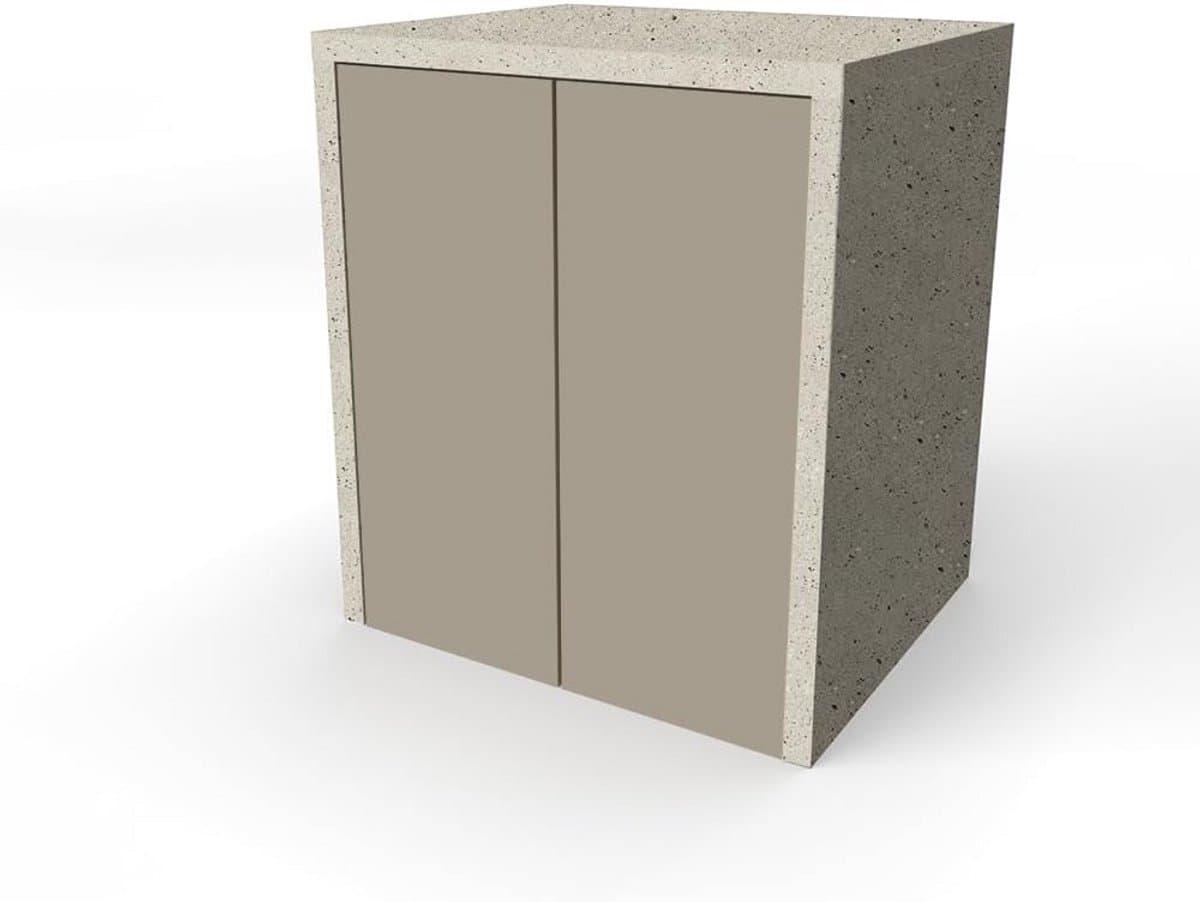 Wasmachinekast - Opbergkast - Ruimte Besparen - Push-pull deuren - 79 x 91 cm - Taupe/Steen — afbeelding 1