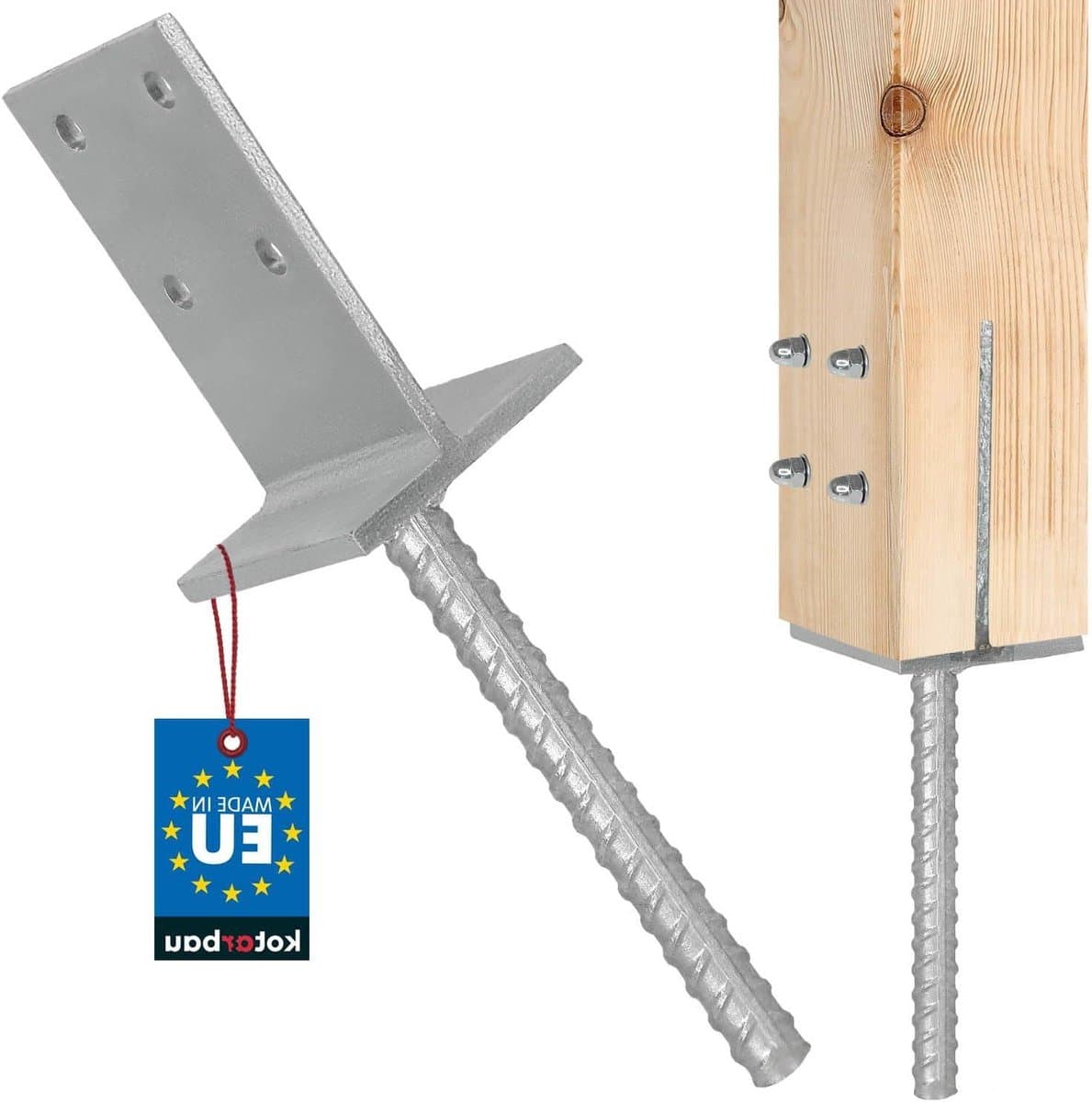 Paaldrager voor Inbetonneren - Betonanker Houtverbinder - Fundering Verstevigen - Thermisch Verzinkt Corrosiebestendig - 130x90x6mm - Zilver — afbeelding 1