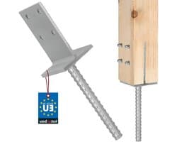 Paaldrager voor Inbetonneren - Betonanker Houtverbinder - Fundering Verstevigen - Thermisch Verzinkt Corrosiebestendig - 130x90x6mm - Zilver