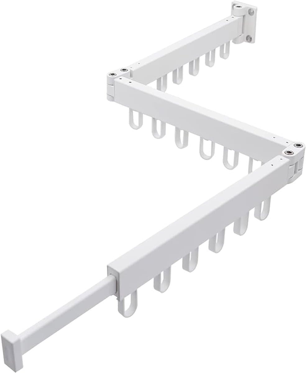 Opvouwbaar Wit Wasrek Buiten Waslijn Opvouwbaar, 3 Niveaus Wand Wasrek Binnen, Aluminium Wasrek voor Balkon Wasruimte Kamer, Kledingrek — afbeelding 1