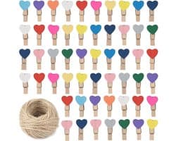 Set van 100 Houten Hart Clips in Kleur - Mini Kledingknijpers voor Foto's, Bruiloften en Adventskalenders