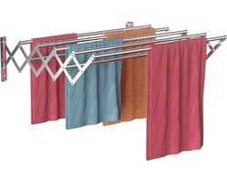 TIM® Wanddroogrek Inklapbaar - Wanddroogrek - Zilver - 10cm x 42cm x 15cm; 1.14 kg