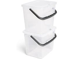 Novaliv 2x wasmiddeldoos met deksel 4 liter I Transparant I 23,5 x 18 x 18,5 cm I Doos waspoeder bewaardoos met handvat wasmiddel bewaarmiddel wasmiddelcontainer waspoedercontainer